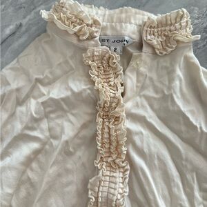 St. John Ivory Ruffle Top